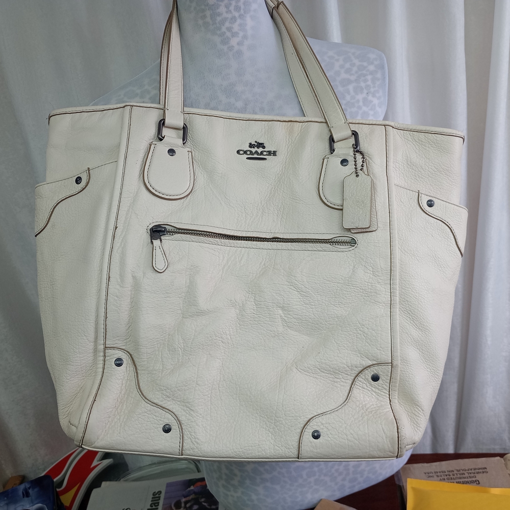 Coach Off-White Leather Tote